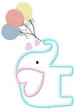 Cargar imagen en el visor de la galería, Elephant with balloons embroidery designs - Birthday party elephant embroidery design machine embroidery pattern - instant digital download
