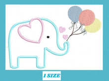 Cargar imagen en el visor de la galería, Elephant with balloons embroidery designs - Birthday party elephant embroidery design machine embroidery pattern - instant digital download
