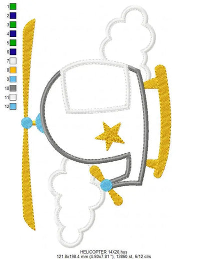 Helicopter embroidery designs - Chopper embroidery design machine embroidery pattern - Sky embroidery Helicopter design baby boy embroidery Marcia Embroidery