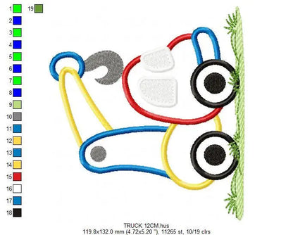 Crane embroidery designs -  truck applique machine embroidery pattern - Baby Boy Crane applique - Instant digital download pes jef dst hus Marcia Embroidery
