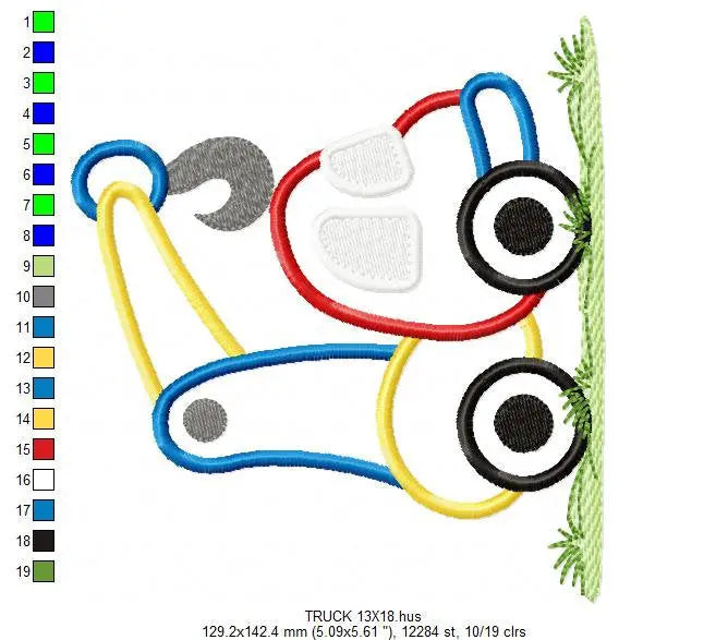 Crane embroidery designs -  truck applique machine embroidery pattern - Baby Boy Crane applique - Instant digital download pes jef dst hus Marcia Embroidery