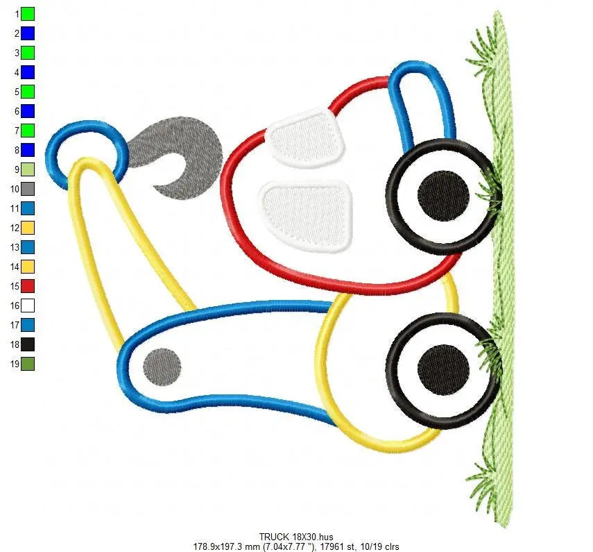 Crane embroidery designs -  truck applique machine embroidery pattern - Baby Boy Crane applique - Instant digital download pes jef dst hus Marcia Embroidery