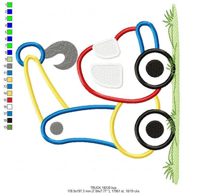 Crane embroidery designs -  truck applique machine embroidery pattern - Baby Boy Crane applique - Instant digital download pes jef dst hus Marcia Embroidery