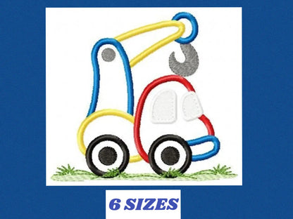Crane embroidery designs -  truck applique machine embroidery pattern - Baby Boy Crane applique - Instant digital download pes jef dst hus Marcia Embroidery
