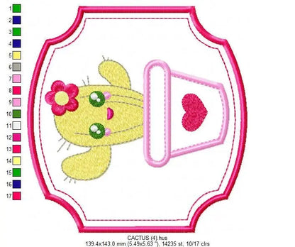 Cactus embroidery designs - cactus vases embroidery design machine embroidery pattern - vase embroidery file succulent applique design frame Marcia Embroidery