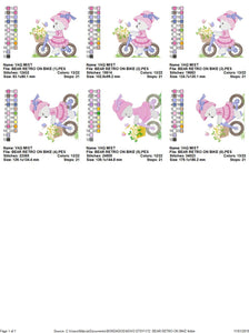 Bear embroidery designs - Baby girl embroidery design machine embroidery pattern - female bear in a bike embroidery file - full fill stitch