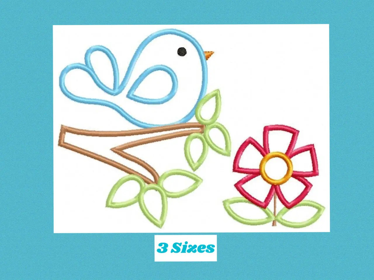 Bird embroidery designs - Bird with Flower applique machine embroidery pattern - Easy Bird applique design - Instant download pes jef dst Marcia Embroidery