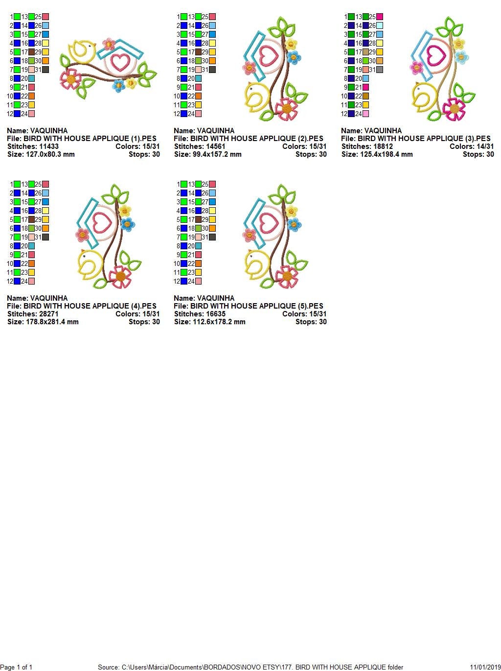 Birdhouse with flowers embroidery designs - Tree Bird applique embroidery machine pattern - Kitchen towel - Instant download pes jef dst vp3