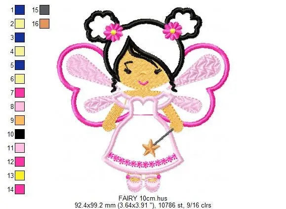 Curly Hair Fairy embroidery designs - Fairy godmother embroidery design machine embroidery pattern - fairy applique design - tooth fairy applique Marcia Embroidery