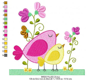 Bird embroidery designs - Birds embroidery design machine embroidery pattern - Spring garden embroidery file - instant download Tea towel Marcia Embroidery