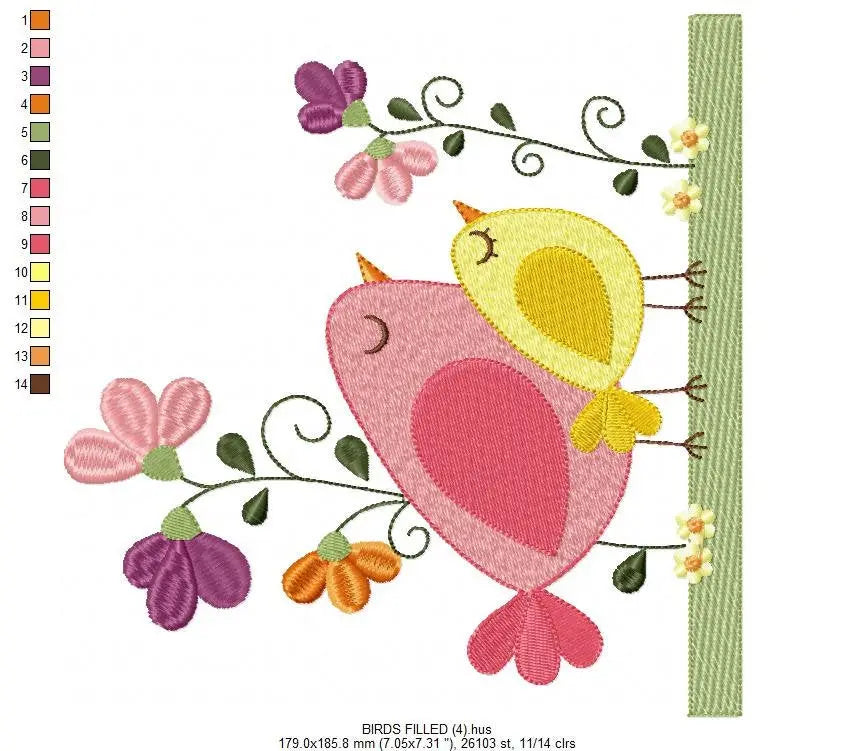 Bird embroidery designs - Birds embroidery design machine embroidery pattern - Spring garden embroidery file - instant download Tea towel Marcia Embroidery