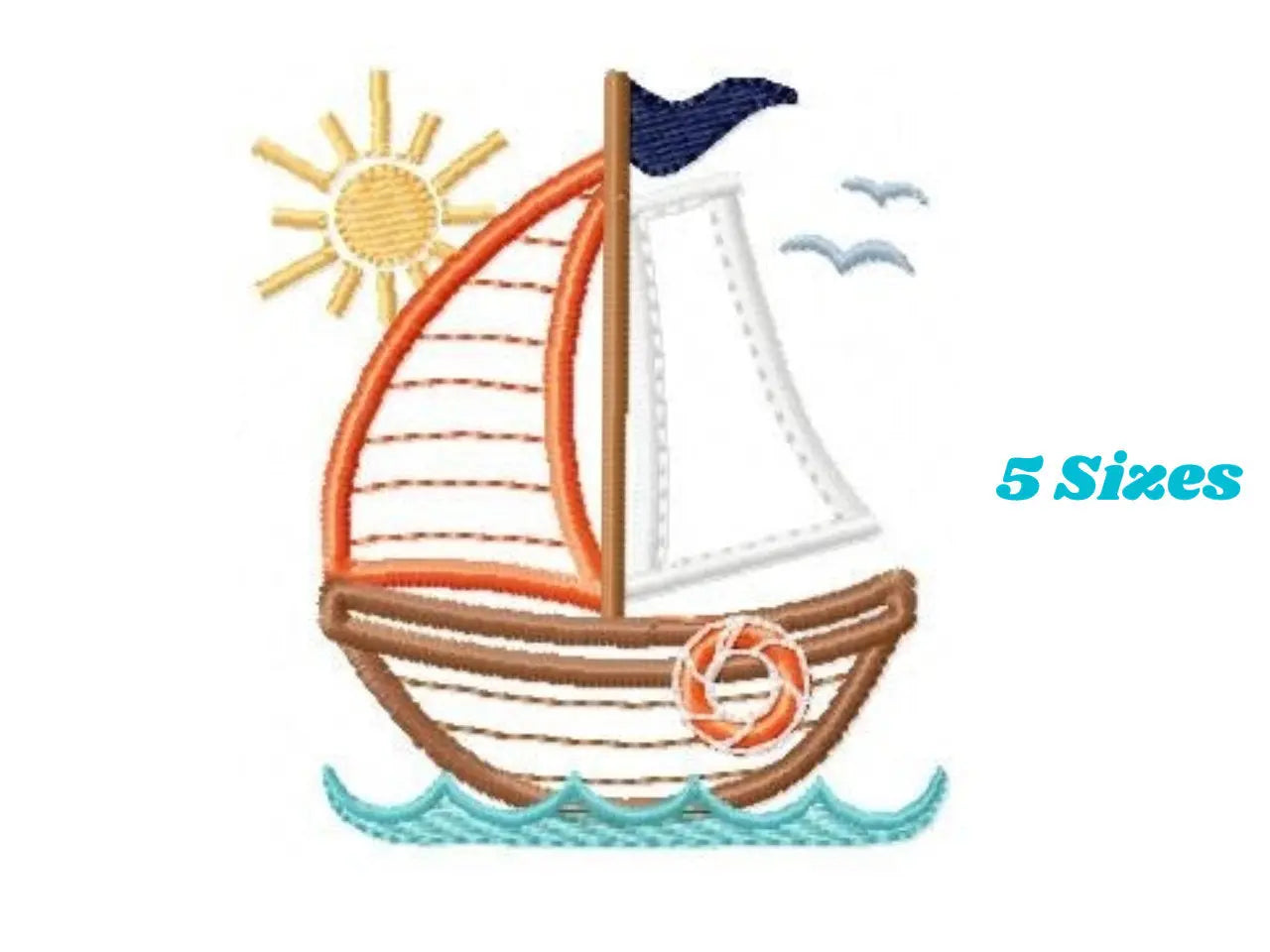 Sailboat embroidery designs - nautical embroidery design machine embroidery pattern - Boat applique design - boy kid embroidery baby layette Marcia Embroidery