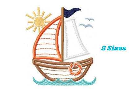 Sailboat embroidery designs - nautical embroidery design machine embroidery pattern - Boat applique design - boy kid embroidery baby layette Marcia Embroidery