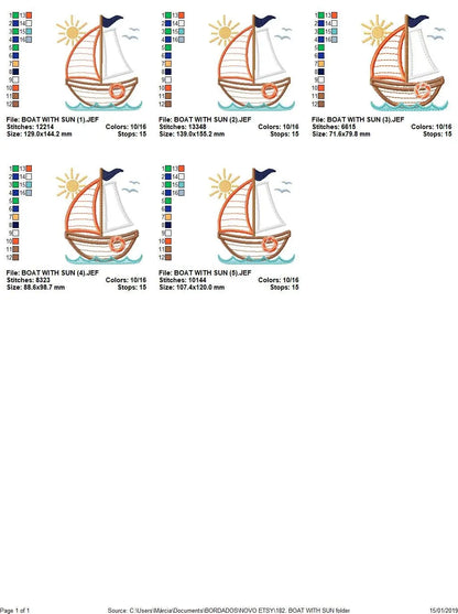Sailboat embroidery designs - nautical embroidery design machine embroidery pattern - Boat applique design - boy kid embroidery baby layette Marcia Embroidery