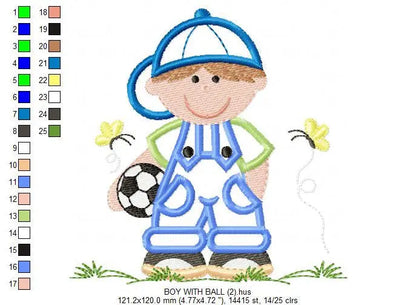 Boy embroidery designs - Soccer embroidery design machine embroidery file - Boy with cap applique design - Soccer player applique design Marcia Embroidery