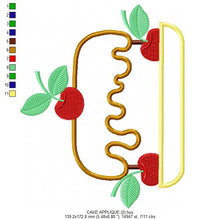 Charger l&#39;image dans la galerie, Cake embroidery design - Dessert embroidery design machine embroidery pattern - Kitchen towel embroidery file - Pie applique design
