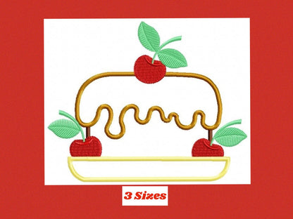 Cake embroidery design - Dessert embroidery design machine embroidery pattern - Kitchen towel embroidery file - Pie applique design