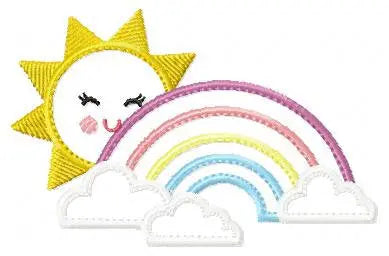 Sun and rainbow embroidery design - Rainbow with clouds applique machine embroidery pattern - Baby girl file - Instant digital download pes Marcia Embroidery
