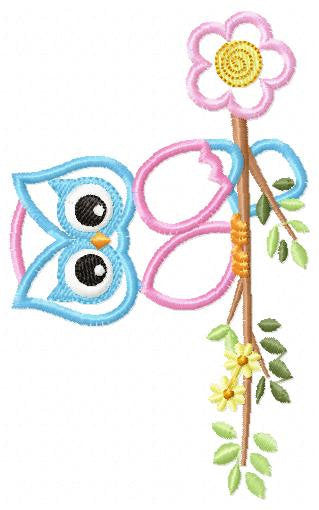 Owl embroidery design - Owl on branch embroidery design machine embroidery pattern - kitchen embroidery file - owl applique design digital