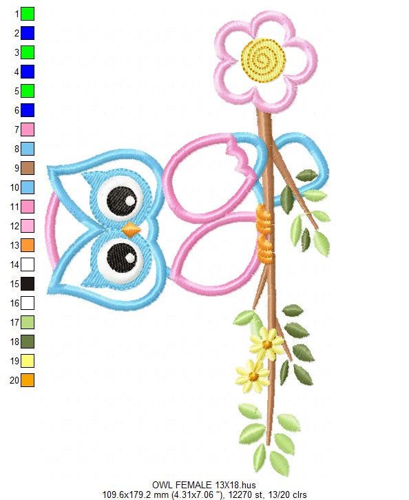 Owl embroidery design - Owl on branch embroidery design machine embroidery pattern - kitchen embroidery file - owl applique design digital