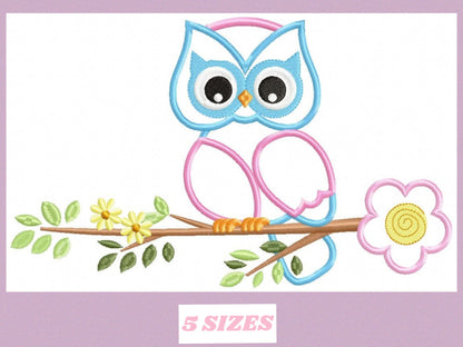 Owl embroidery design - Owl on branch embroidery design machine embroidery pattern - kitchen embroidery file - owl applique design digital