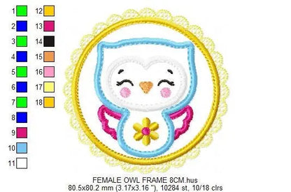 Owl embroidery design - Birds embroidery design machine embroidery pattern - Kitchen embroidery file - owl applique design with frame Marcia Embroidery