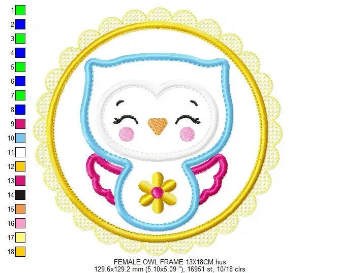 Owl embroidery design - Birds embroidery design machine embroidery pattern - Kitchen embroidery file - owl applique design with frame Marcia Embroidery
