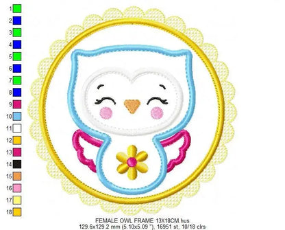 Owl embroidery design - Birds embroidery design machine embroidery pattern - Kitchen embroidery file - owl applique design with frame Marcia Embroidery