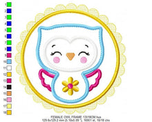 Charger l&#39;image dans la galerie, Owl embroidery design - Birds embroidery design machine embroidery pattern - Kitchen embroidery file - owl applique design with frame
