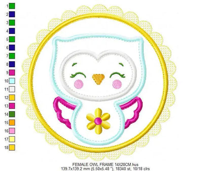 Owl embroidery design - Birds embroidery design machine embroidery pattern - Kitchen embroidery file - owl applique design with frame Marcia Embroidery