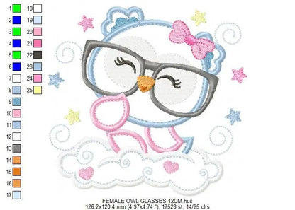 Owl embroidery design - Owl with glasses embroidery design machine embroidery pattern - baby embroidery file - owl applique reading pillow Marcia Embroidery