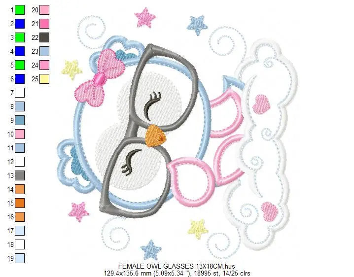 Owl embroidery design - Owl with glasses embroidery design machine embroidery pattern - baby embroidery file - owl applique reading pillow Marcia Embroidery