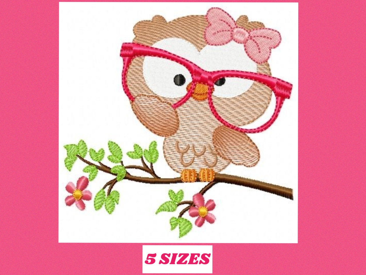 Owl embroidery design - Owl with glasses embroidery design machine embroidery pattern - bird embroidery file school teacher digital download
