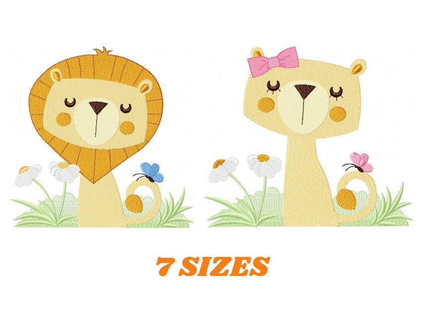 Lion embroidery designs - Lioness embroidery design machine embroidery pattern - Animal embroidery file lion - boy and girl digital download