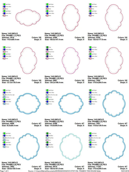 Frame embroidery designs - Frame Applique Design set machine embroidery design - Shape embroidery file frame for monogram - instant download Marcia Embroidery