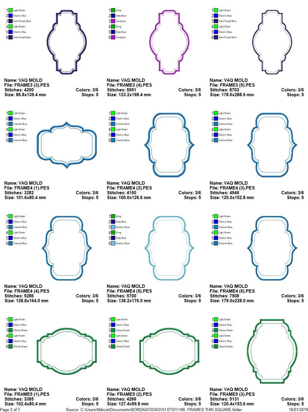 Frame embroidery designs set - Frame Applique Design machine embroidery pattern - monogram shape embroidery file - instant download jef pes Marcia Embroidery