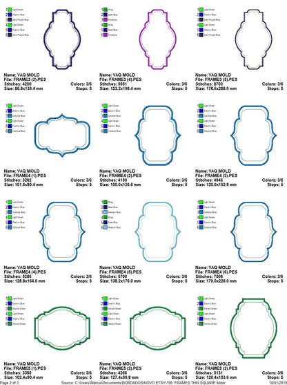 Frame embroidery designs set - Frame Applique Design machine embroidery pattern - monogram shape embroidery file - instant download jef pes Marcia Embroidery