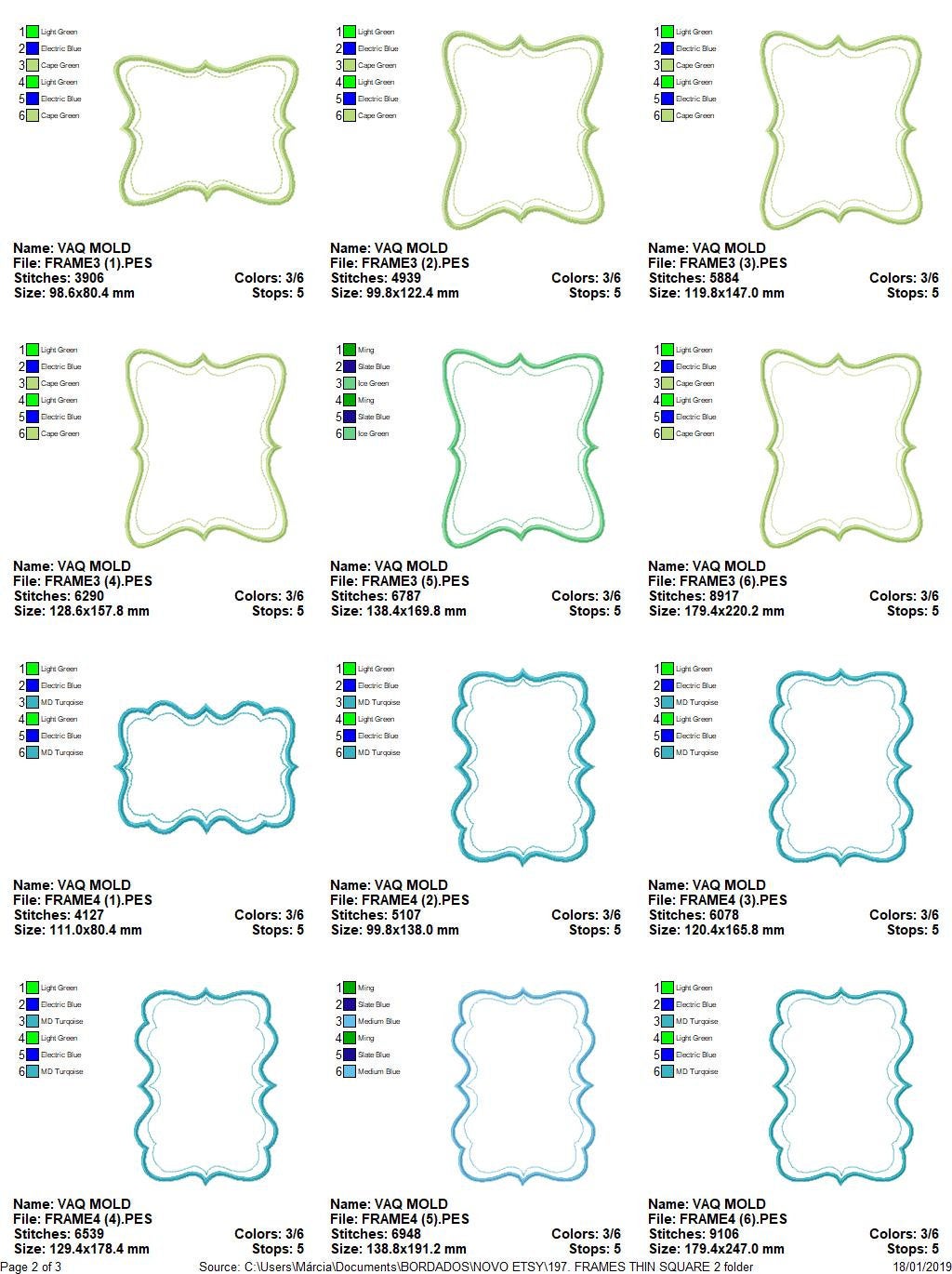 Frame embroidery designs set - Frame Applique Design machine embroidery pattern - Monogram embroidery file - shape tag  instant download