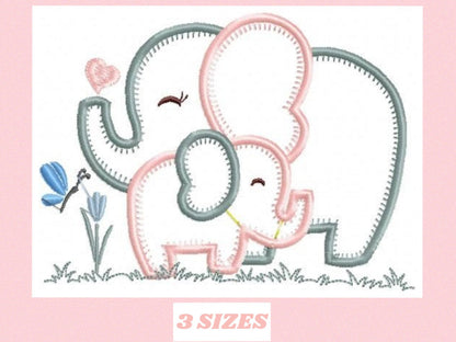 Elephant embroidery designs - Safari embroidery design machine embroidery pattern - Animal embroidery file - mother with baby download