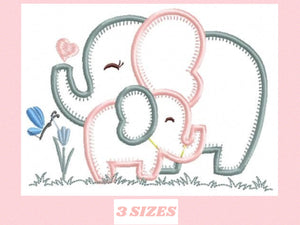 Elephant embroidery designs - Mother with baby embroidery design machine embroidery pattern - elephant applique design - instant download