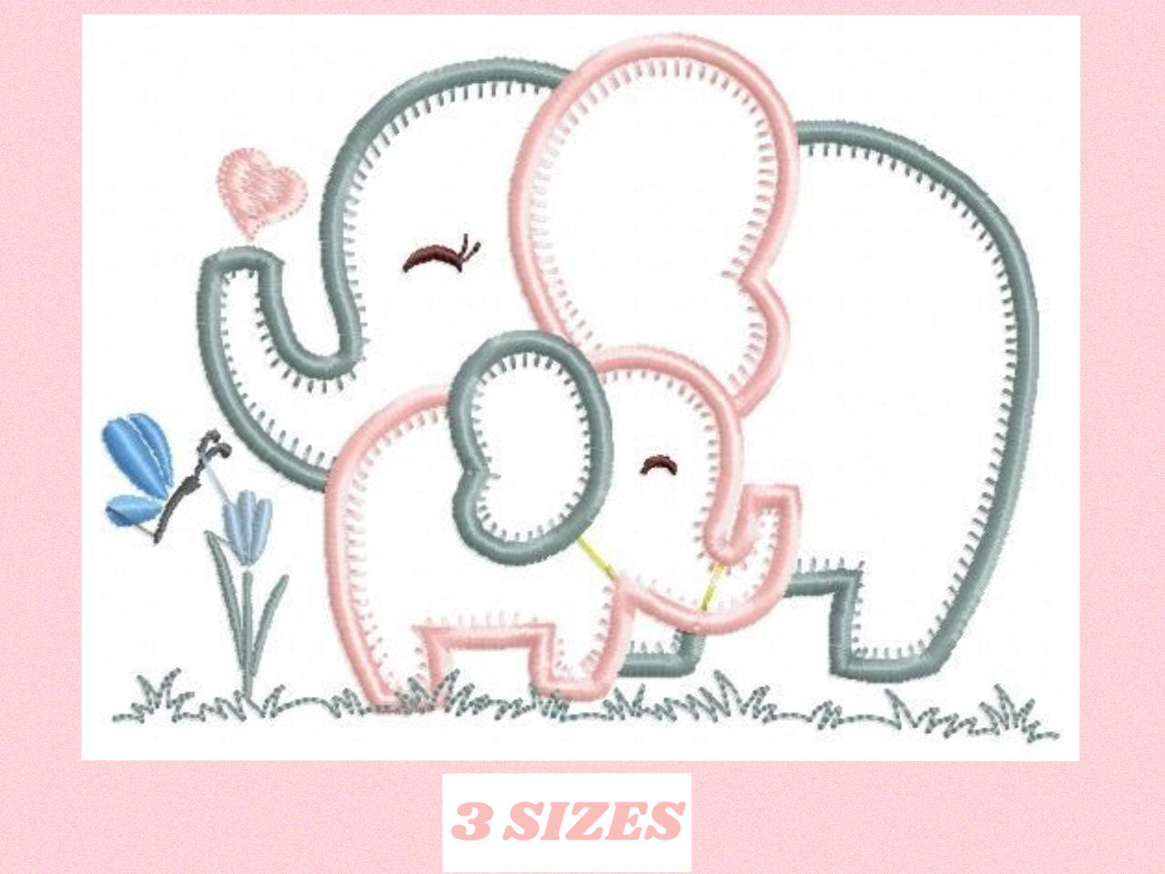 Elephant embroidery designs - Safari embroidery design machine embroidery pattern - Animal embroidery file - mother with baby download