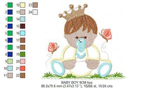 Carica l&#39;immagine nel visualizzatore di Gallery, Baby embroidery design - Baby with crown embroidery design machine embroidery pattern - baby prince embroidery file - nursery baby boy room
