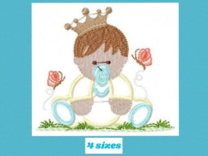 Baby embroidery design - Baby with crown embroidery design machine embroidery pattern - baby prince embroidery file - nursery baby boy room