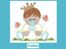 Carica l&#39;immagine nel visualizzatore di Gallery, Baby embroidery design - Baby with crown embroidery design machine embroidery pattern - baby prince embroidery file - nursery baby boy room
