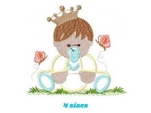 Carica l&#39;immagine nel visualizzatore di Gallery, Baby embroidery design - Baby with crown embroidery design machine embroidery pattern - baby prince embroidery file - nursery baby boy room
