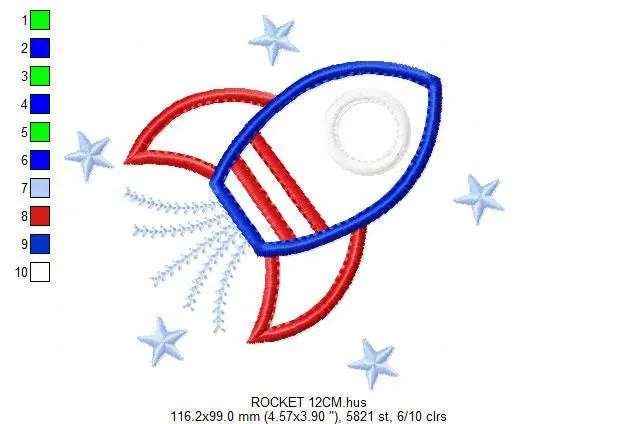 Rocket embroidery designs - Boy embroidery design machine embroidery pattern - Astronaut design Space embroidery file - Rocket applique pes Marcia Embroidery