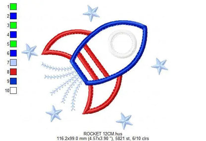 Rocket embroidery designs - Boy embroidery design machine embroidery pattern - Astronaut design Space embroidery file - Rocket applique pes Marcia Embroidery