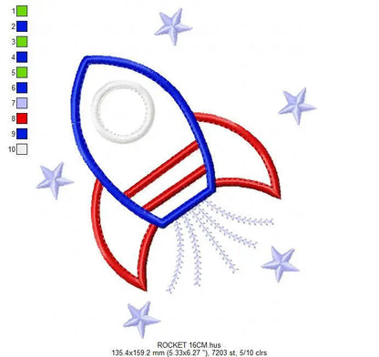 Rocket embroidery designs - Boy embroidery design machine embroidery pattern - Astronaut design Space embroidery file - Rocket applique pes Marcia Embroidery