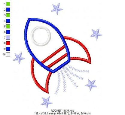 Rocket embroidery designs - Boy embroidery design machine embroidery pattern - Astronaut design Space embroidery file - Rocket applique pes Marcia Embroidery
