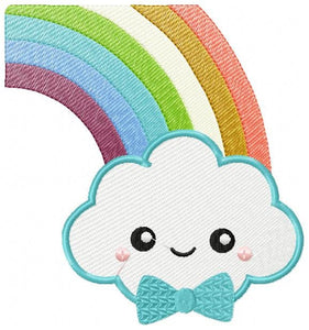 Cloud embroidery design - rainbow embroidery design machine embroidery pattern - baby girl embroidery file - kid embroidery newborn boy